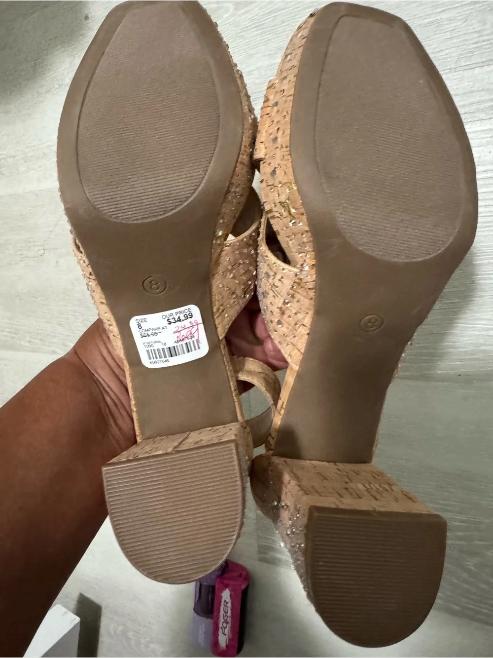 Comfort Est 1946 Cork Wedge Sandals in Tan with Crystal Accents